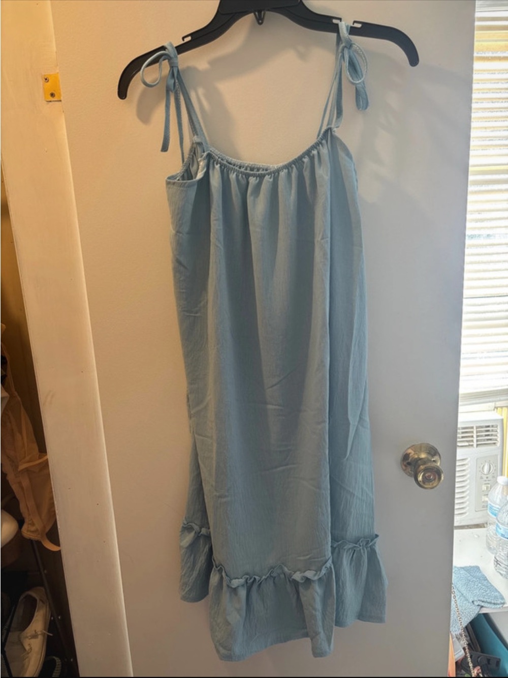 Light Blue Tie-Shoulder Sundress for Women